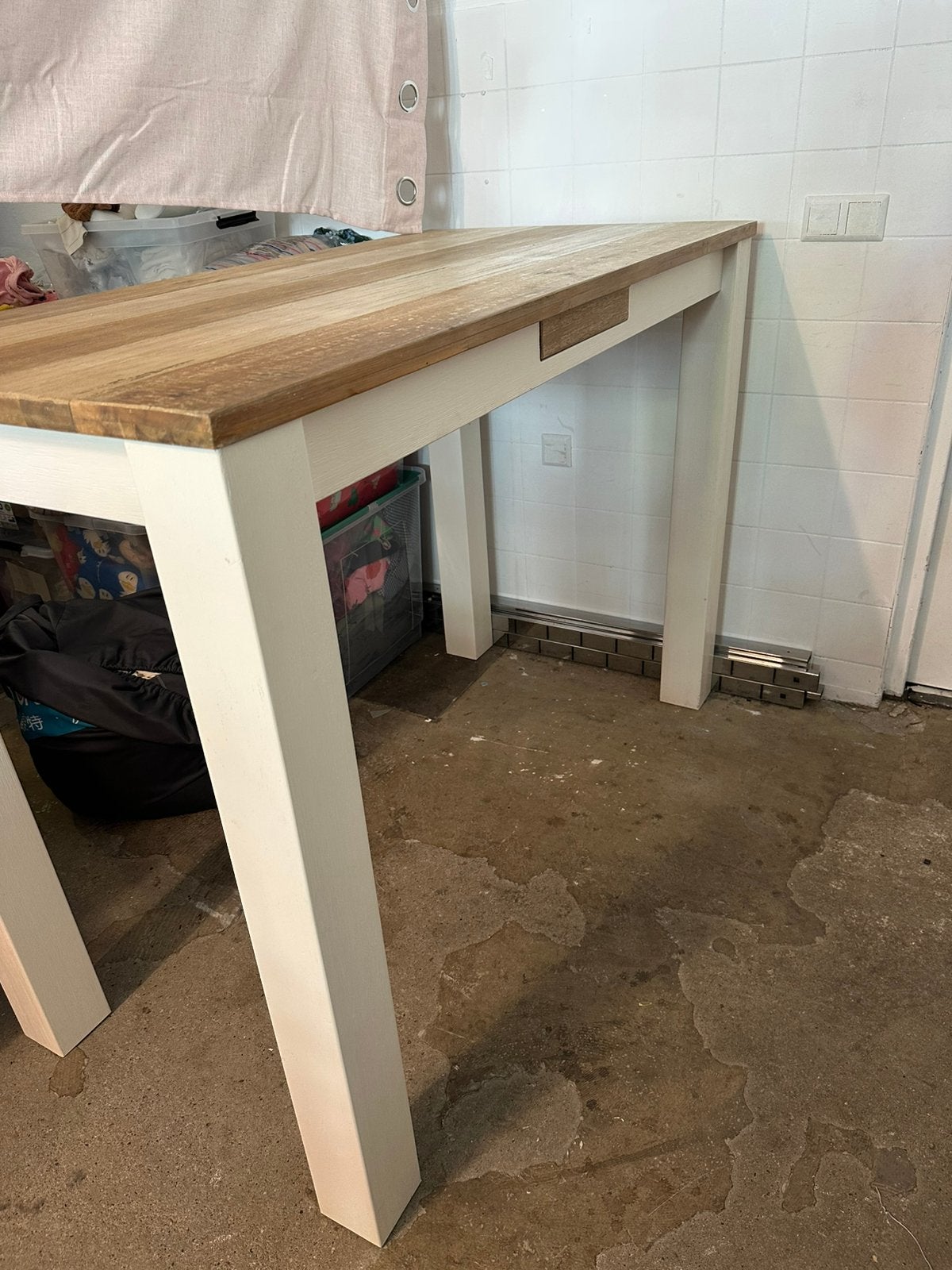 High tabel // sta tafel// bar table, wood/white, Ophalen, Zo goed als nieuw