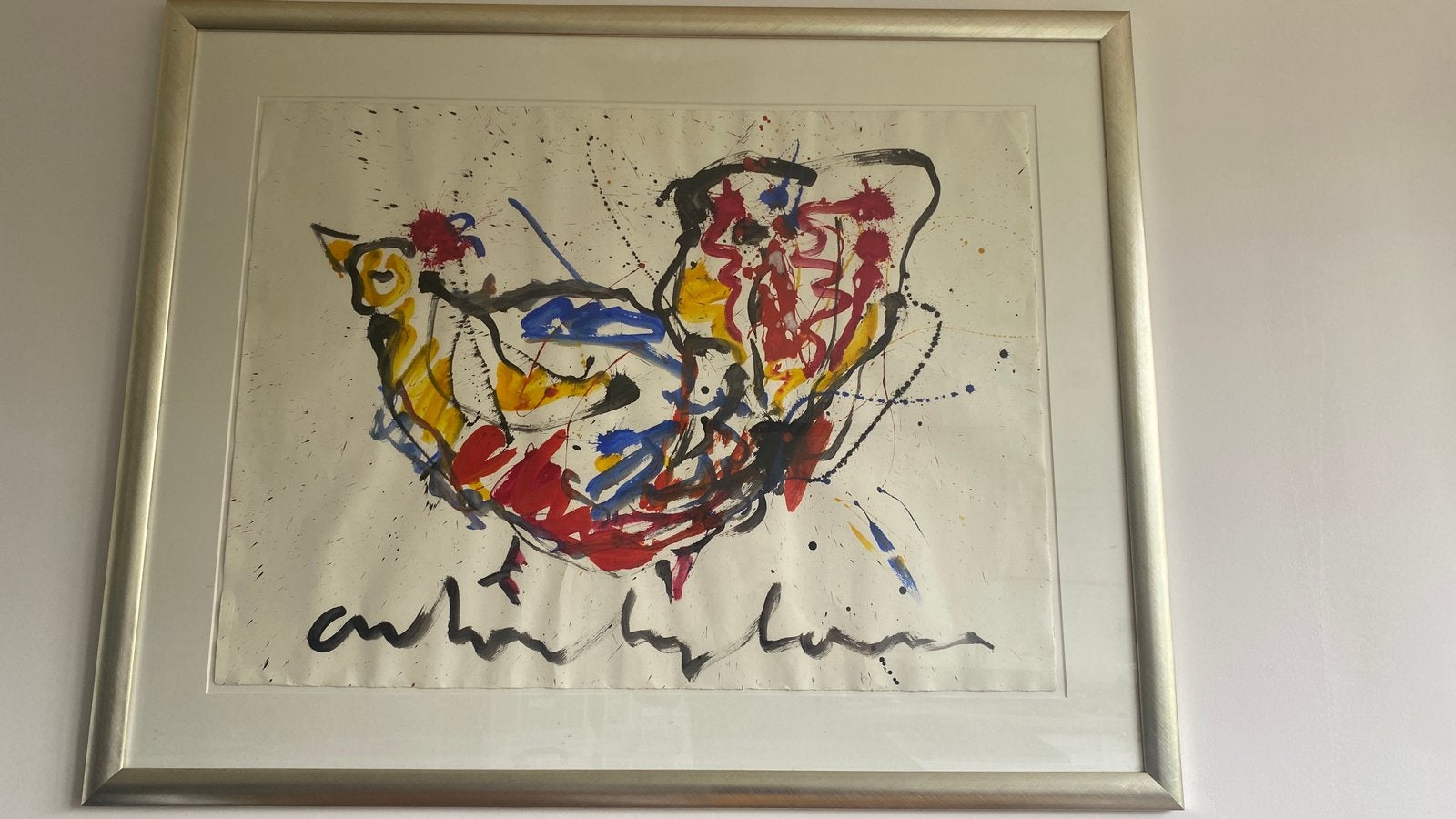 Grote heyboer de kip en prachtig ingelijst 135x110, Antiek en Kunst, Ophalen of Verzenden