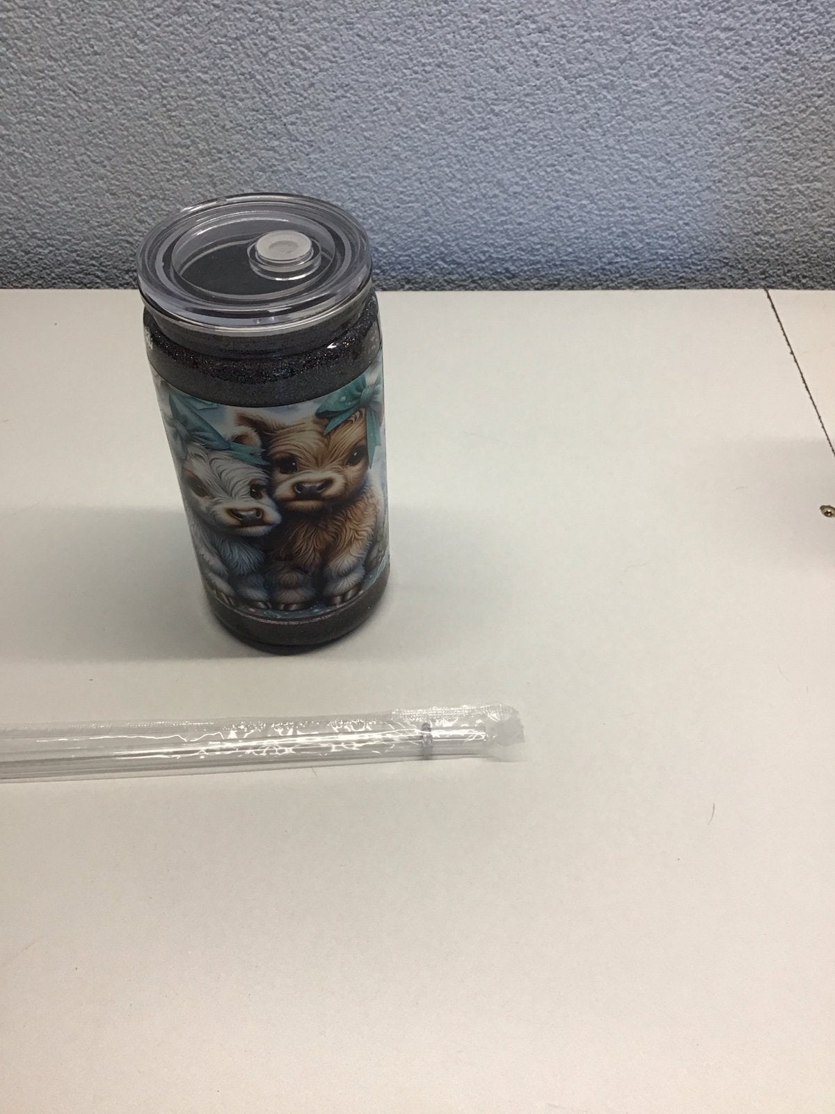 Leuke beker met Highland koeien en rietje, Ophalen of Verzenden, Nieuw