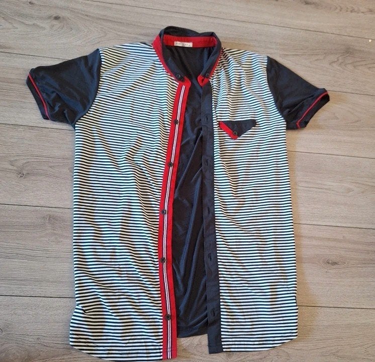 Numi Paris gestreepte damesblouse korte mouw XXL, Blauw, Numi Paris, Maat 42/44 (L), Ophalen of Verzenden