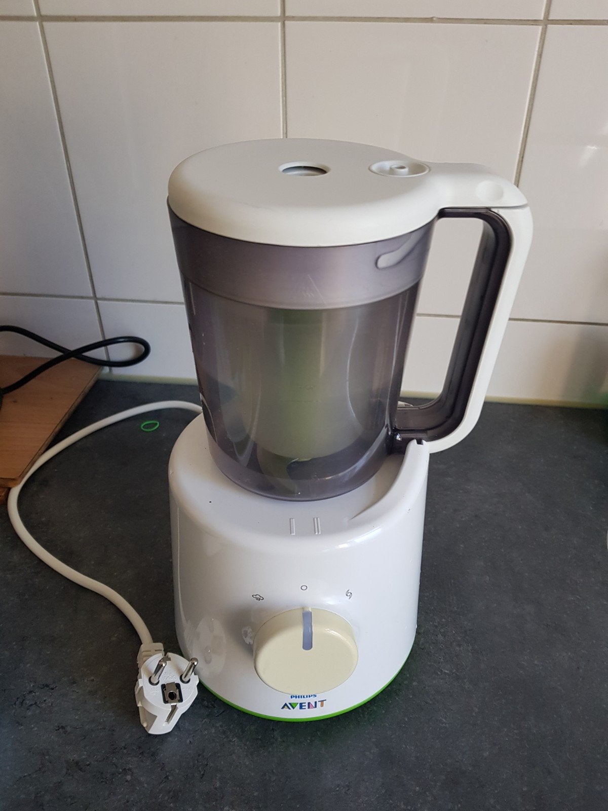 Gratis, Philips Avent Babyvoedingmaker met borden en placema, Stoomfunctie, Zo goed als nieuw, Babyvoedingmaker, Philips Avent