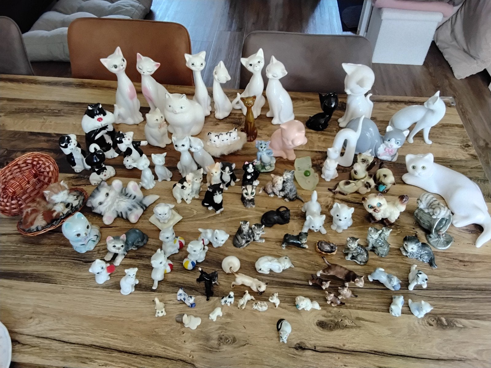 Verzameling van diverse kattenbeeldjes + 1 muis, Ophalen, Gebruikt
