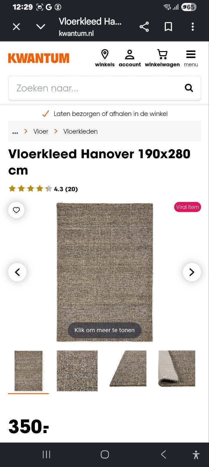 Vloerkleed van Kwantum, Ophalen, 200 cm of meer, Zo goed als nieuw, Groen