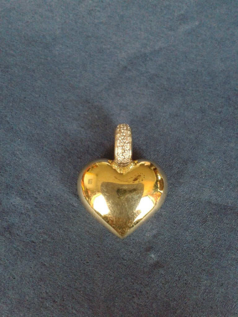 14 krt bolle hart hanger, klipoog pavé gezet 'Blush', Verzenden, Nieuw, Hart, Met edelsteen