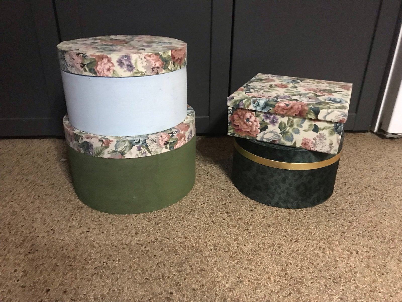 Decoratieve Opbergdozen met Bloemenprint - Set van 4, Ophalen of Verzenden, Gebruikt, Rechthoekig