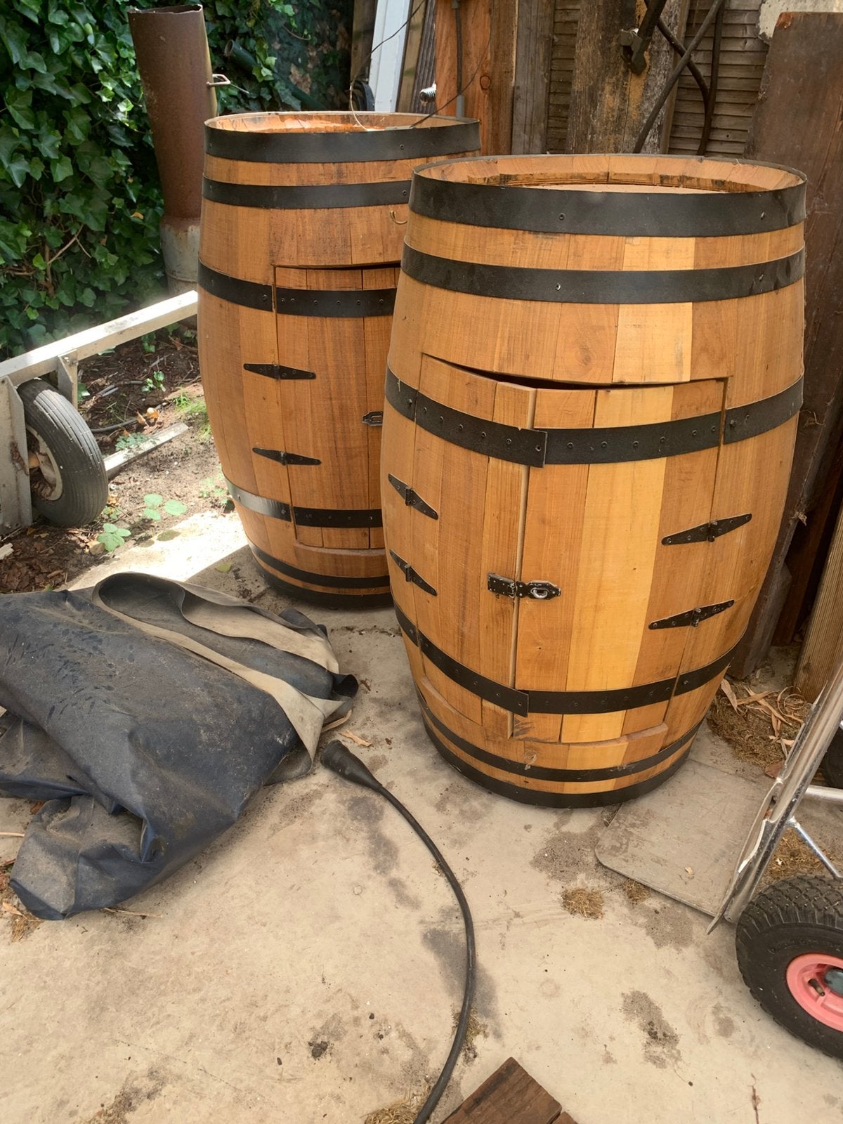 Wijnvat statafels/ Sta tafel/ Wijnvat., 150 liter of meer, Ophalen, Zo goed als nieuw, Hout