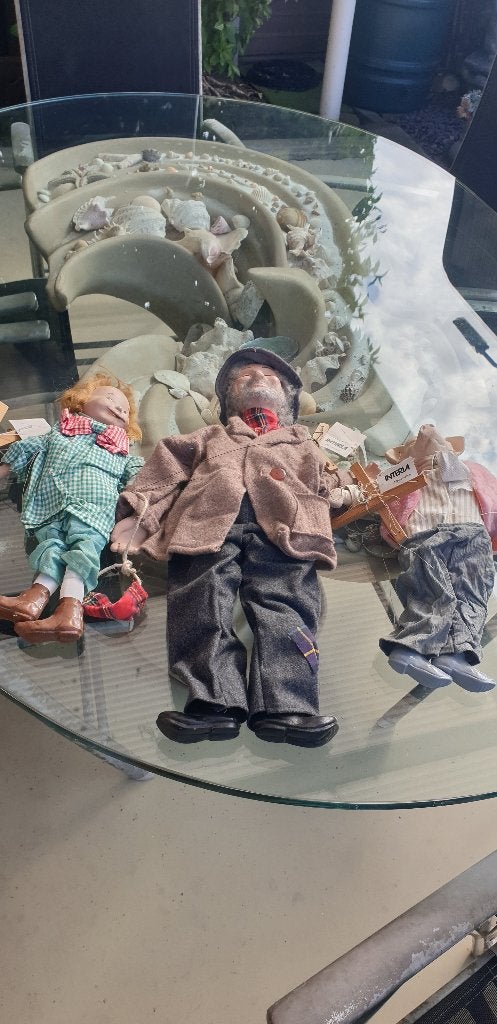 3 zeldzame antiek marionetten poppen van Duitse merk INTERIA, Verzamelen, Ophalen of Verzenden, Nieuw, Pop