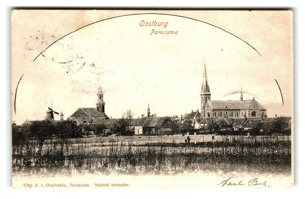Oostburg, Panorama, Verzenden, Voor 1920, Gelopen, Zeeland