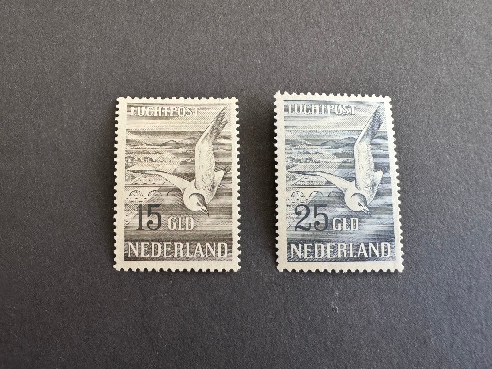 1951 Luchtpostzegels Zeemeeuwen NVPH nr LP12-13 ongestempeld, Postzegels en Munten, Postzegels | Nederland, Verzenden, Na 1940