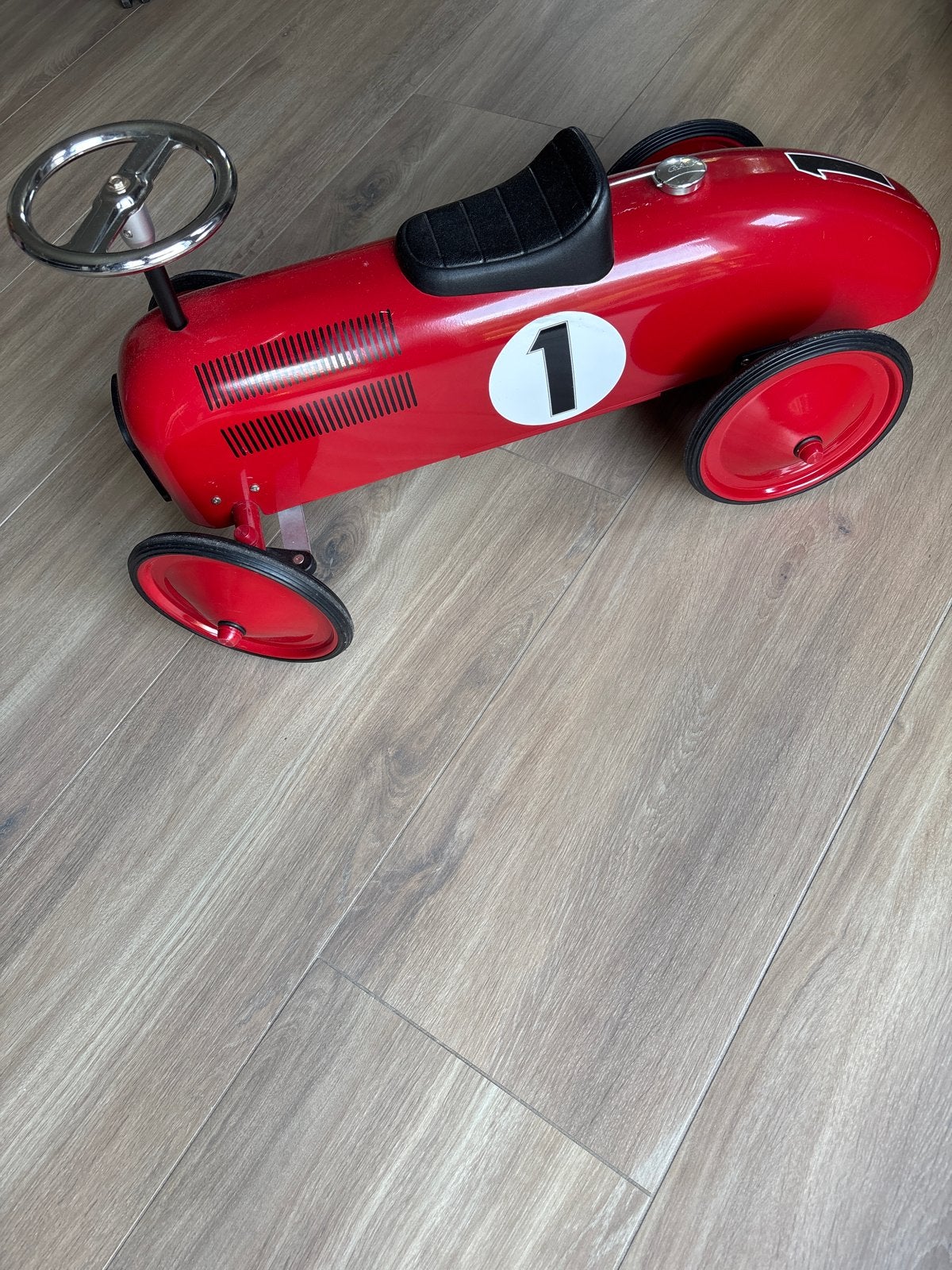 Rode Retro Loopauto met Nummer 1, Ophalen, Zo goed als nieuw, Loopvoertuig