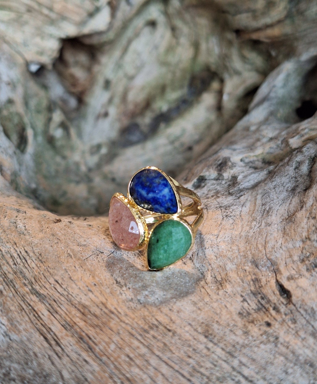 Bijzondere vergulde edelstenen ring, Overige kleuren, Nieuw, Ophalen of Verzenden, Dame of Heer