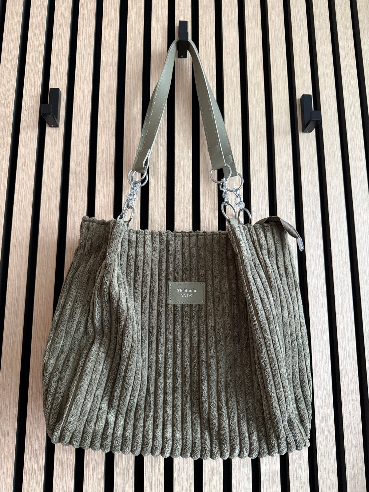 Mooie ribfluwelen shopper tas in het groen, Ophalen, Zo goed als nieuw, Groen, Shopper