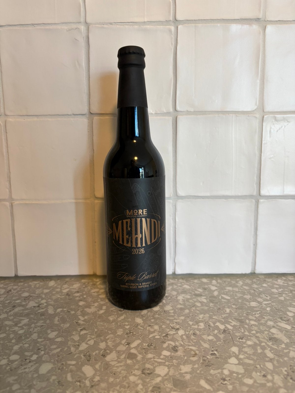US stout bier More Brewing Triple Barrel Mendhi, Verzamelen, Ophalen of Verzenden, Zo goed als nieuw, Flesje(s), Overige merken