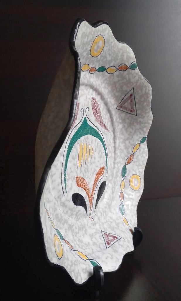 Zeer mooie keramische Schotel abstract met glazuur, Ophalen of Verzenden