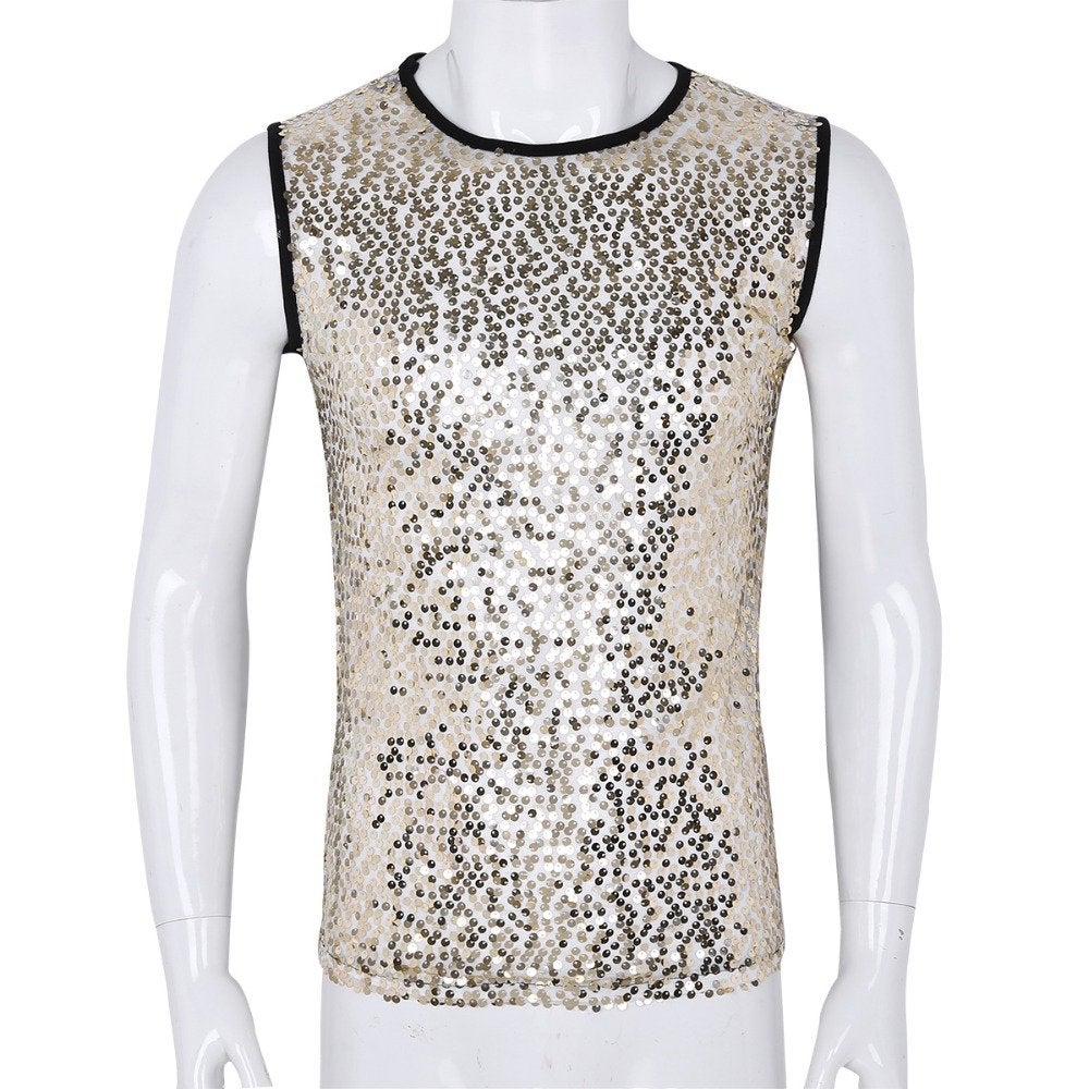 Zwart goud heren glitter hemd mannen shirt top festival, Verzenden, Nieuw, Overige maten, Overige thema's