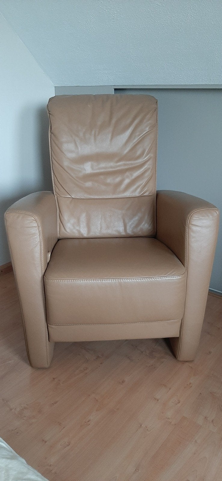 leren fauteuil, verstelbaar, Huis en Inrichting, Fauteuils, Ophalen, Gebruikt, 75 tot 100 cm, 50 tot 75 cm