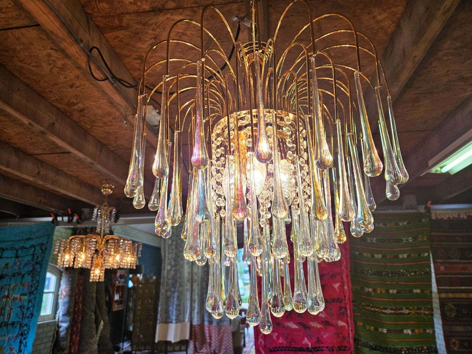 Prachtige murano teardrop kroonluchter 4 laags!!!, Ophalen of Verzenden, Gebruikt