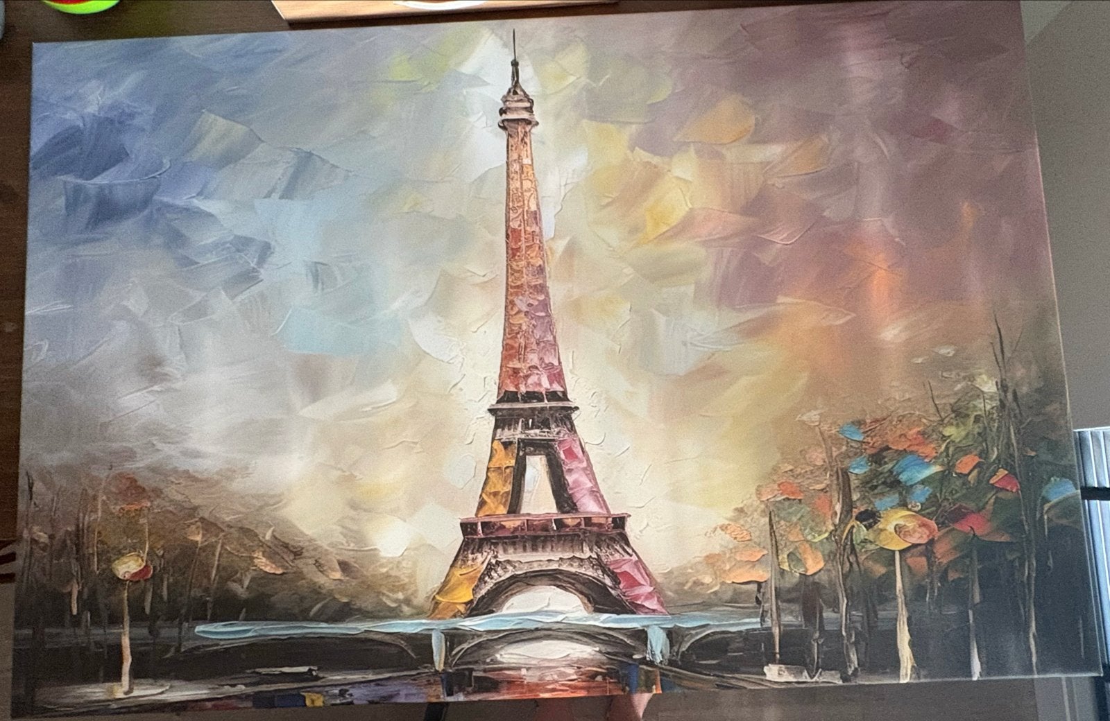 Canvas schilderij Eiffeltoren Parijs - Stadsgezicht, Ophalen, Met textuur, Olieverf, Stadsgezicht