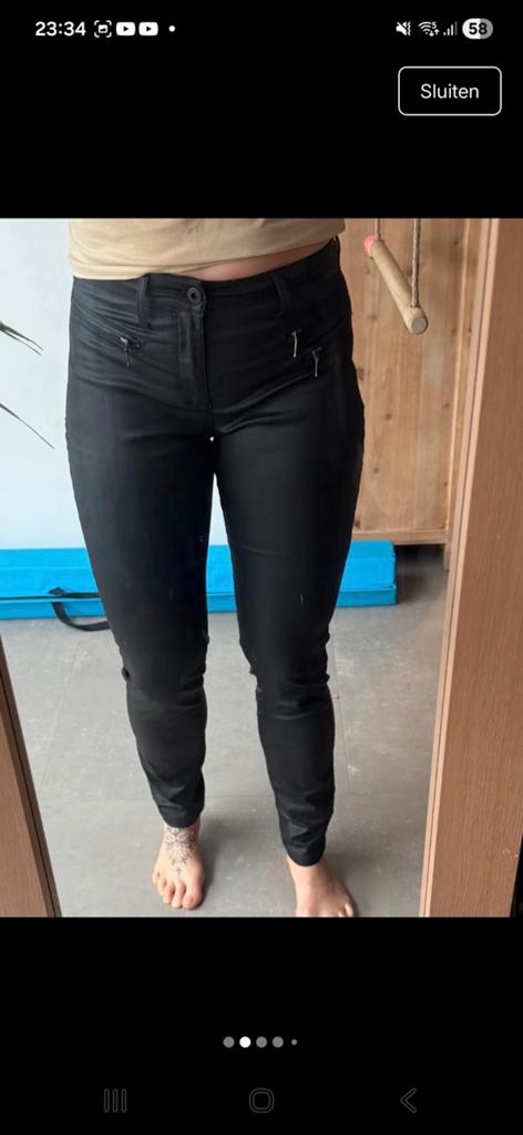MAC Skinny Coated Jeans Zwart Maat 40/32, Ophalen of Verzenden