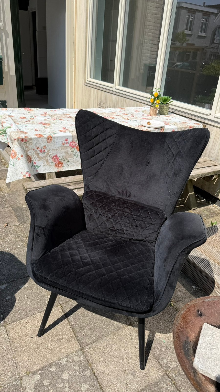 Mooie zwart fluwelen wingchair van goede kwaliteit, Ophalen, Stof, Minder dan 50 cm, 75 tot 100 cm