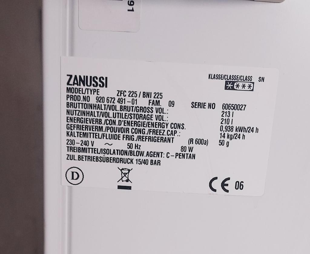 Zanussi vriezer, Ophalen, Gebruikt