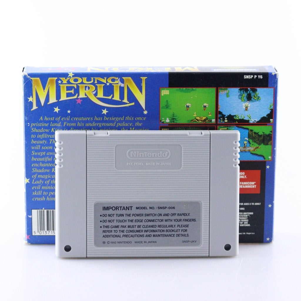Super Nintendo Game: Young Merlin | Compleet in doos, Spelcomputers en Games, Nintendo, Zo goed als nieuw, Support@nintendo.com