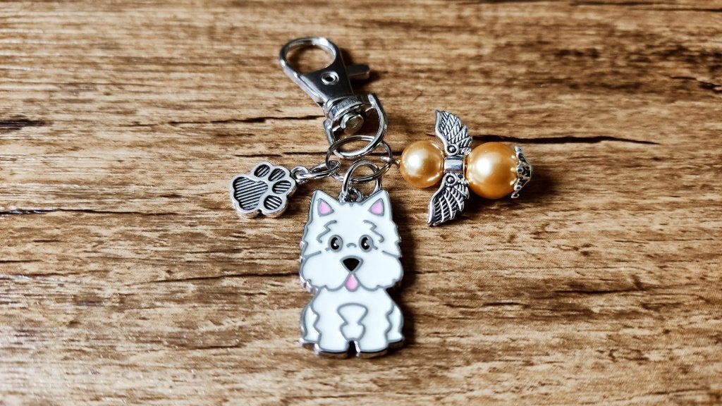Sleutelhanger West highland white terriër emaille engeltje, Dieren en Toebehoren, Verzenden, Nieuw