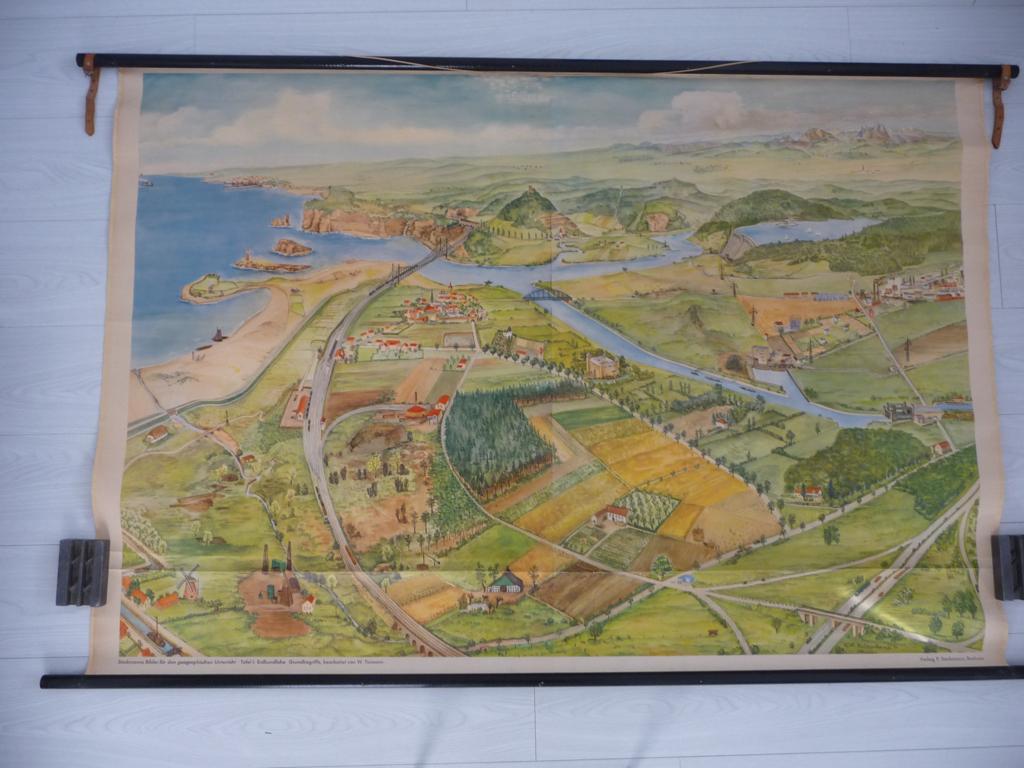 grote schoolplaat - BILDER FUR DEN GEOGRAFISCHEN UNTERRICHT-, Antiek en Kunst, Antiek | Schoolplaten, Ophalen, Aardrijkskunde