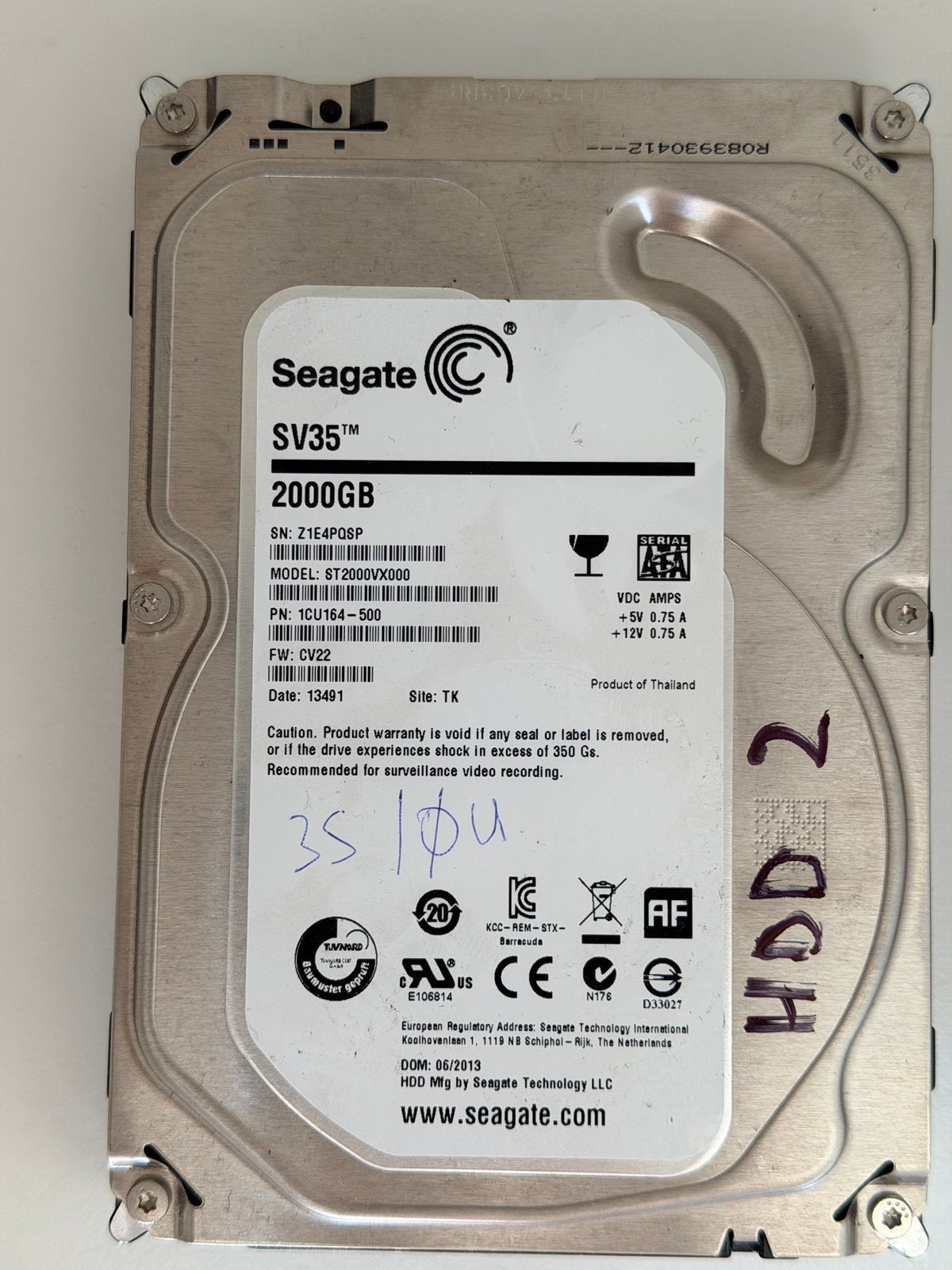 Seagate 2TB NOS harde schijf, Computers en Software, Harde schijven, Intern, Ophalen of Verzenden, Zo goed als nieuw, Desktop