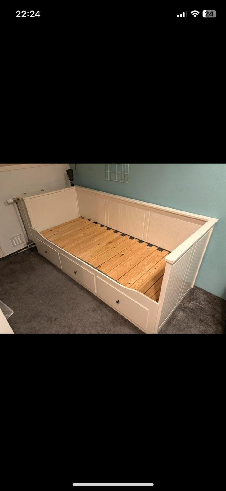 2 x İkea hemnes bedbank, Wit, Tweepersoons, Ophalen of Verzenden, Zo goed als nieuw