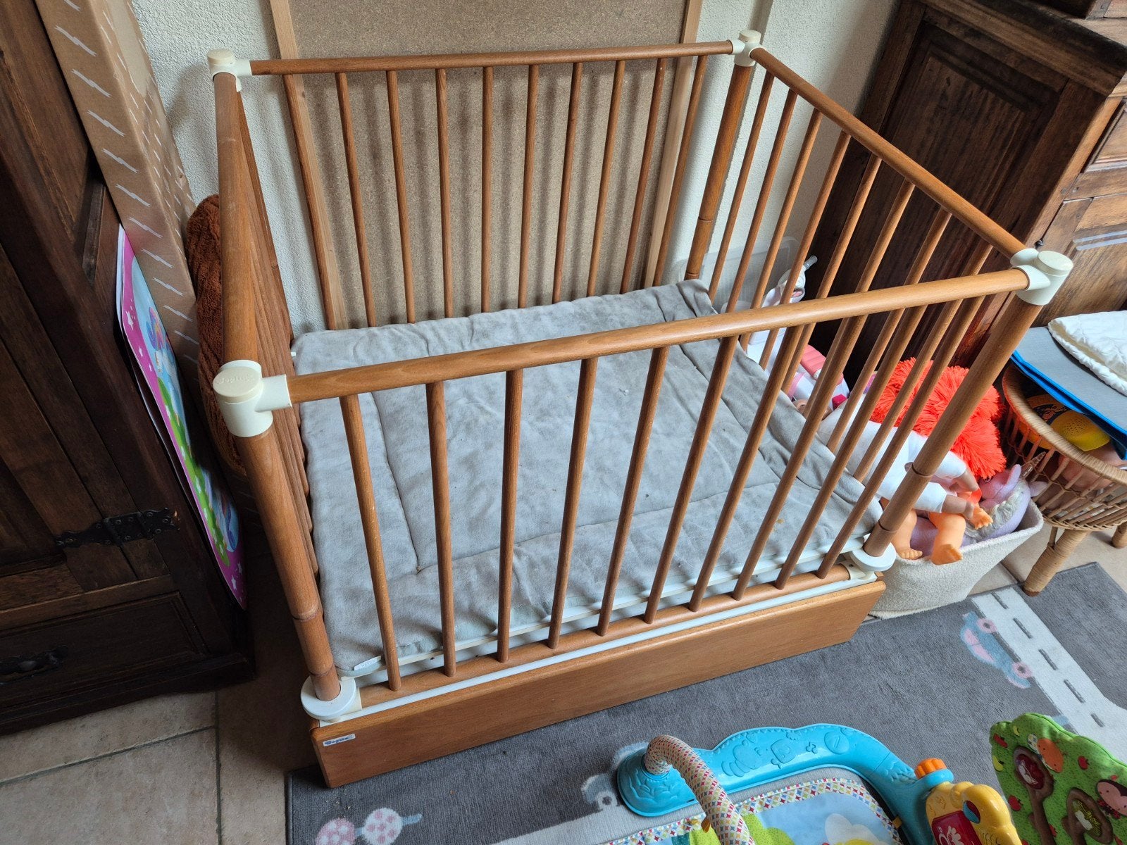 Houten box met verstelbare bodem en lade, Ophalen, Gebruikt, Lade