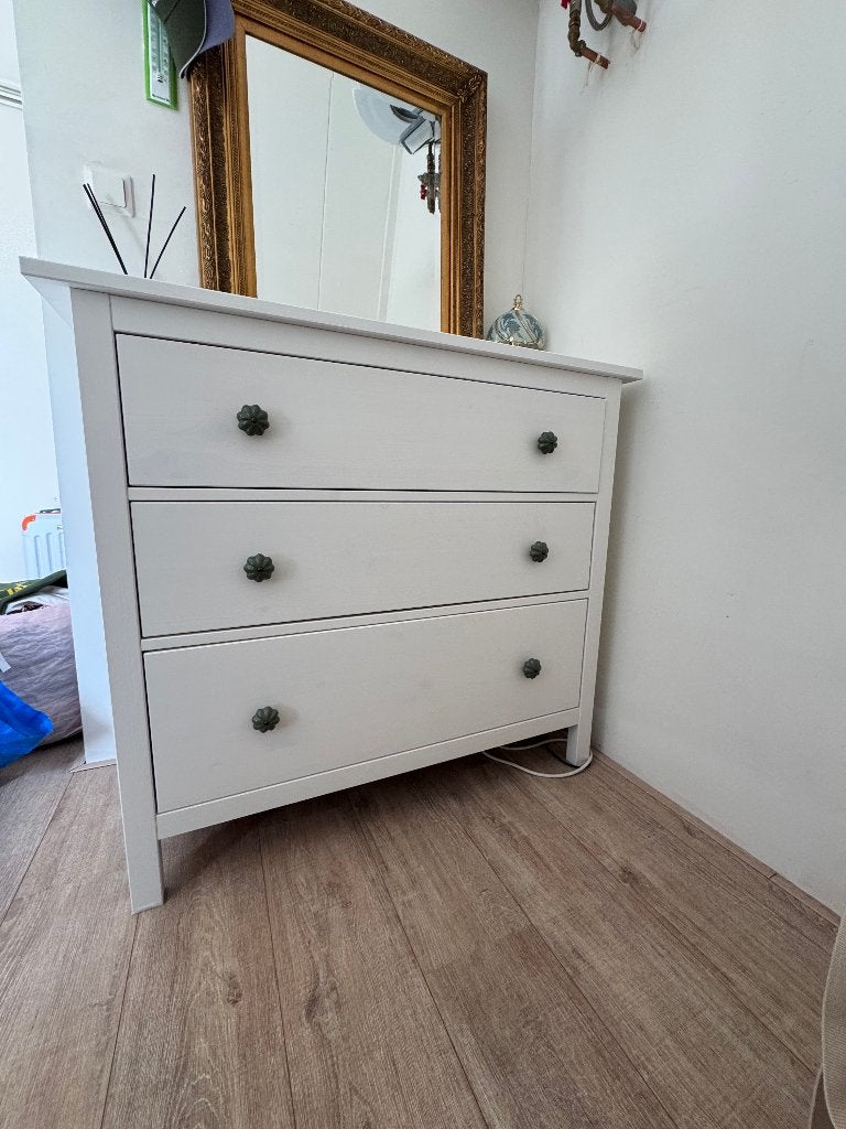 IKEA HEMNES ladekast 3 laden wit gebeitst 108x96 cm, Huis en Inrichting, Ophalen, 100 tot 150 cm, 100 tot 150 cm, Zo goed als nieuw