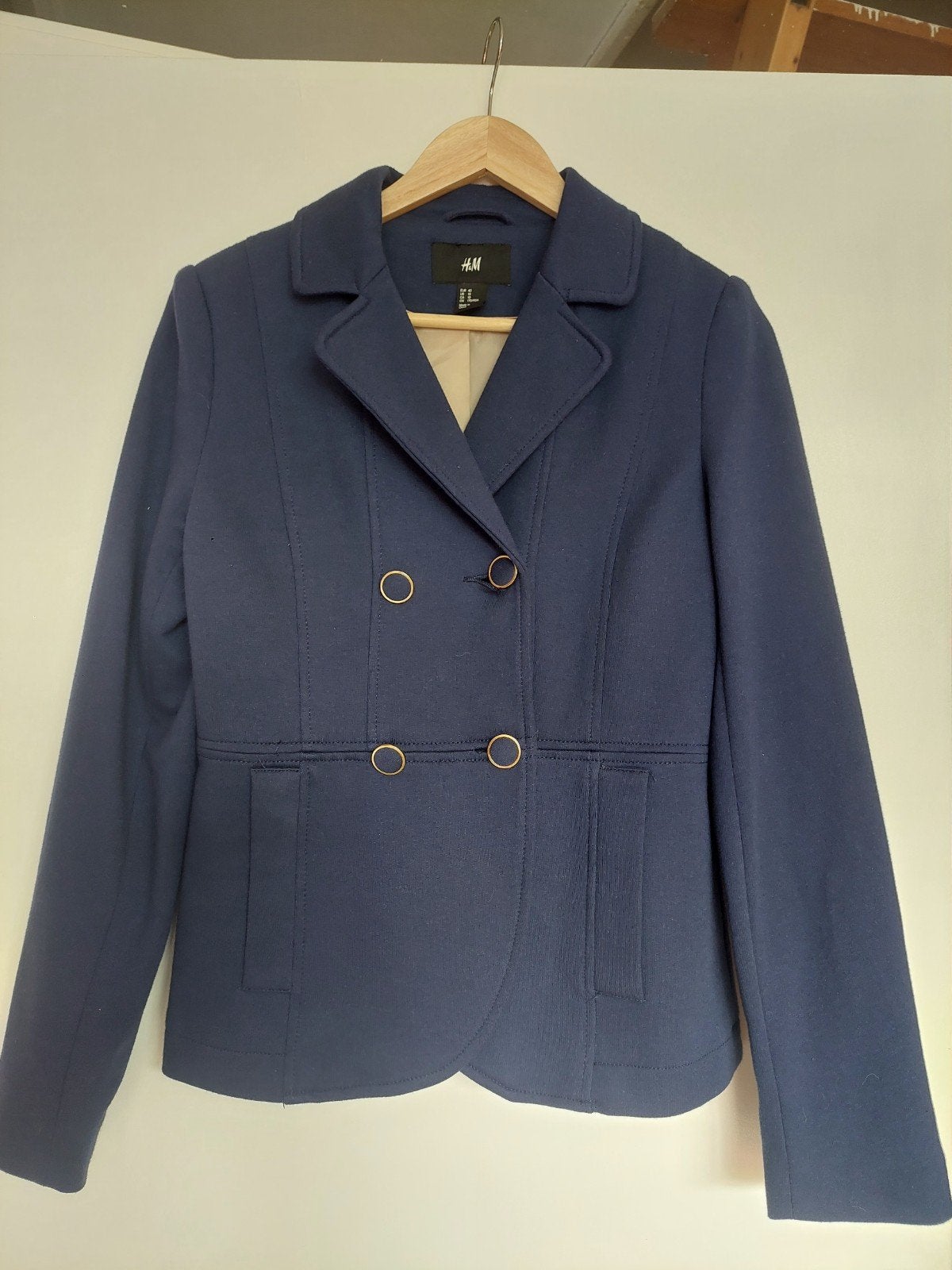 H&M Marine look blazer maat L - Zo goed als nieuw, H&M, Blauw, Maat 42/44 (L), Ophalen of Verzenden