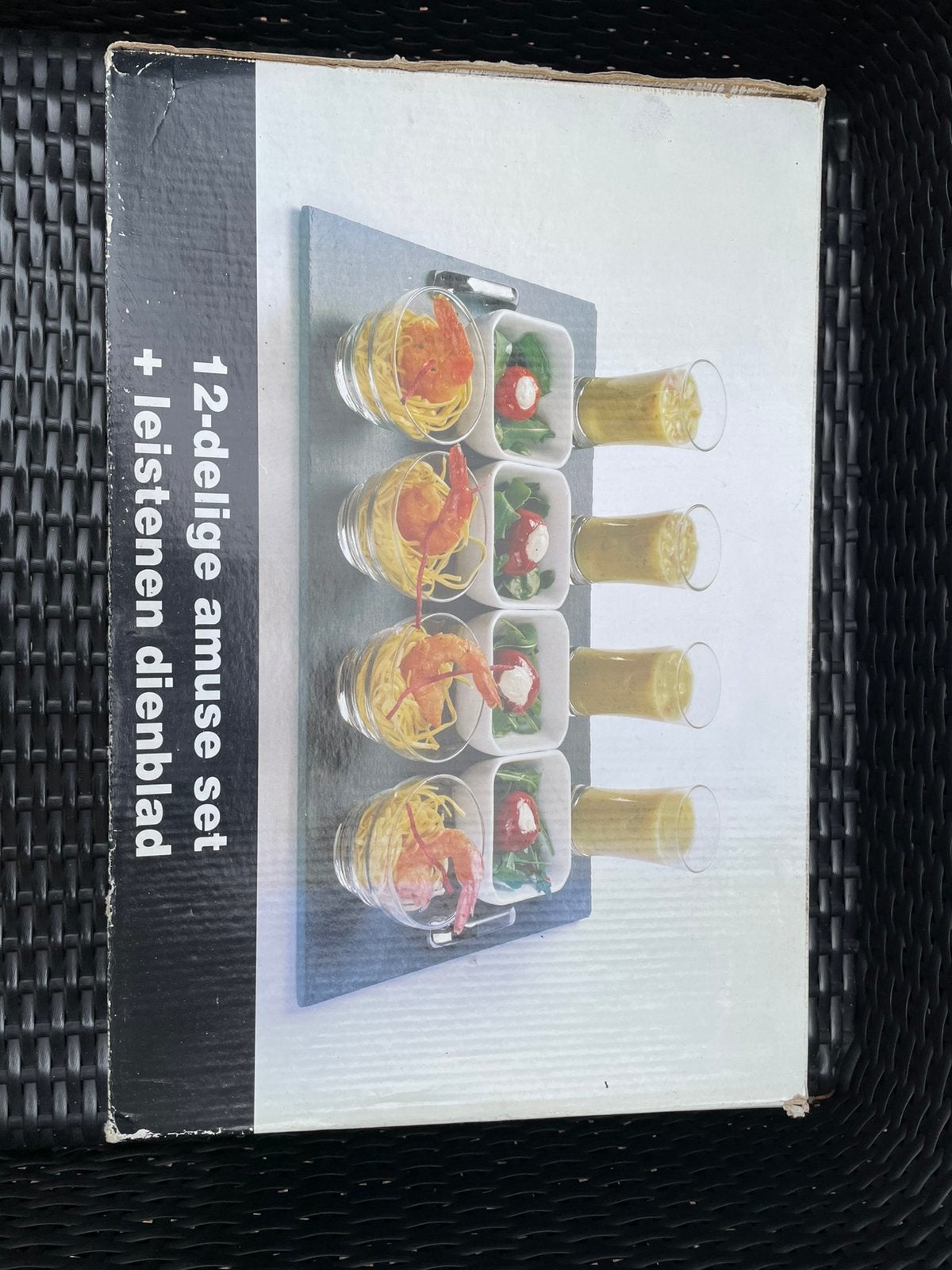 Amuse set met dienblad 12 delig NIEUW, Ophalen of Verzenden, Nieuw, Rvs of Chroom