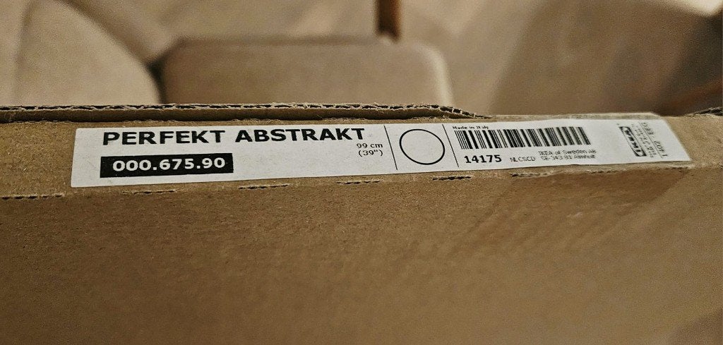 Ikea Perfekt Abtrakt paneel 99 x 37, Minder dan 50 cm, Wit, Nieuw, Ophalen of Verzenden