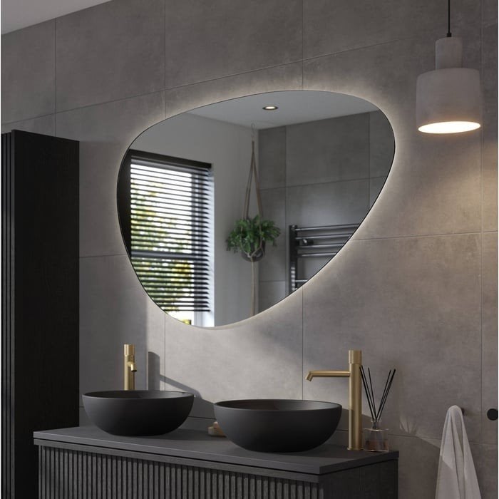 Badkamerspiegel organisch (Ben Organic 120x80 Led), Huis en Inrichting, Ophalen, Overige typen, 50 tot 100 cm, Minder dan 25 cm