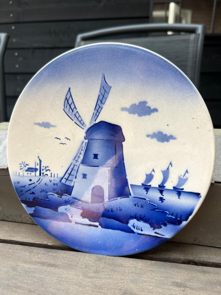 Delftsblauw keramiek bord met molen - Holland, Antiek en Kunst, Ophalen of Verzenden