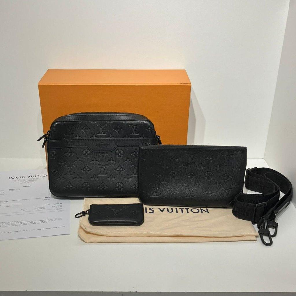 Louis Vuitton Trio Messenger Monogram Shadow Black Tas ZGAN, Overige merken, Zwart, Ophalen of Verzenden, Zo goed als nieuw