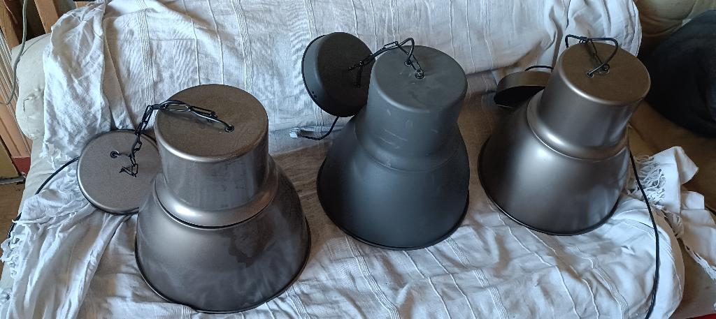hanglamp 1x donkergrijs, 2x goudbruin, Ophalen, Gebruikt, Metaal