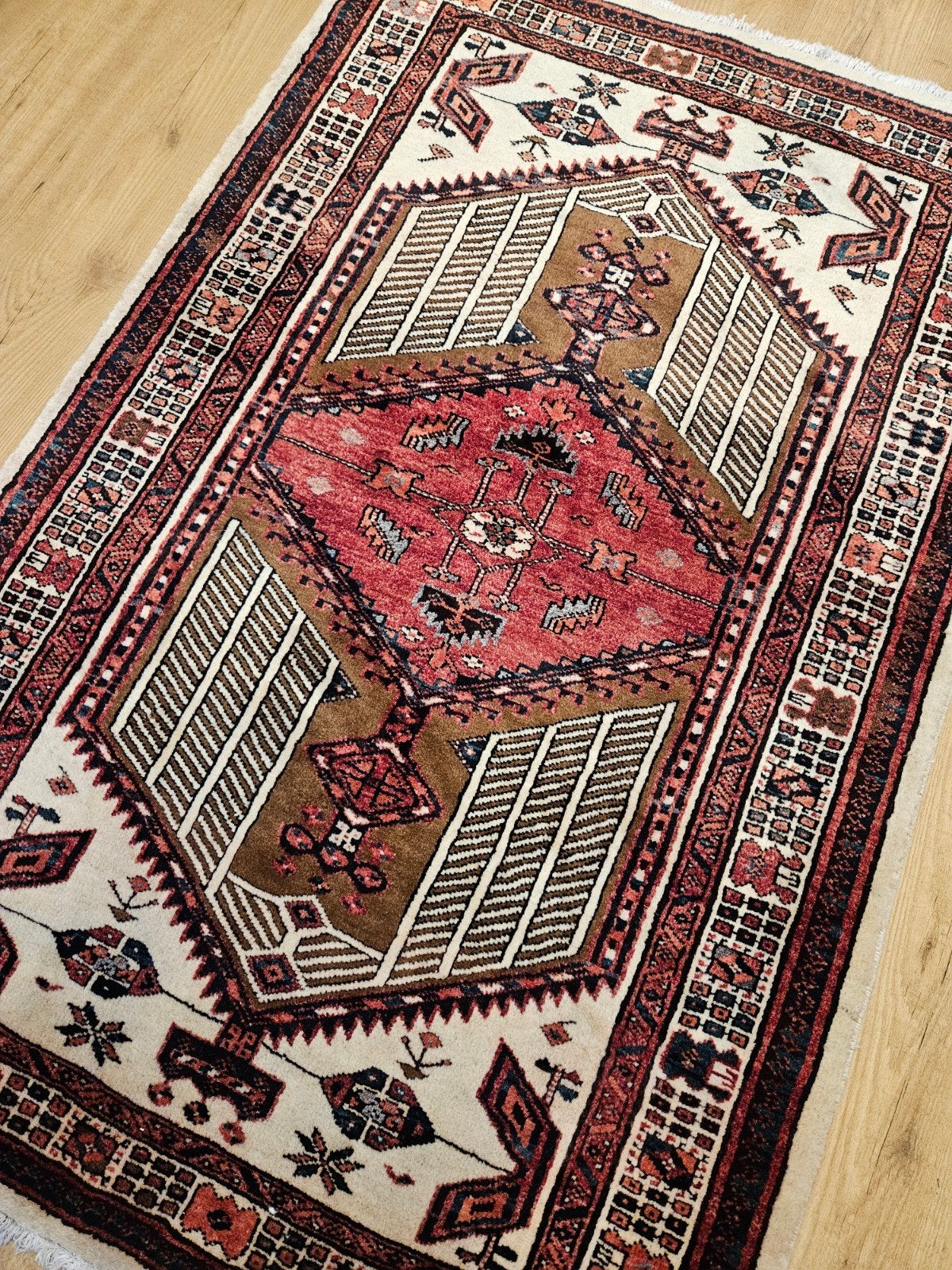 Vintage handgeknoopt perzisch tapijt hamadan 157x100, Info@SlatsAntiek.nl, Tweedehands, 100 tot 150 cm, Perzisch