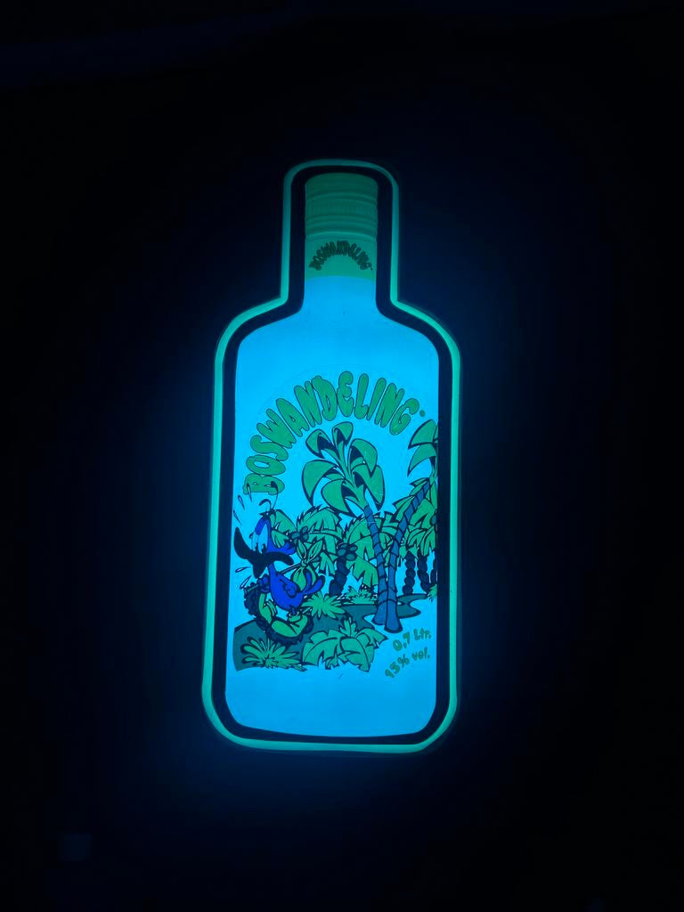 Unieke Boswandeling Bar Lamp - Lichtreclame Fles, Verzenden, Zo goed als nieuw, Kunststof, Prachtig