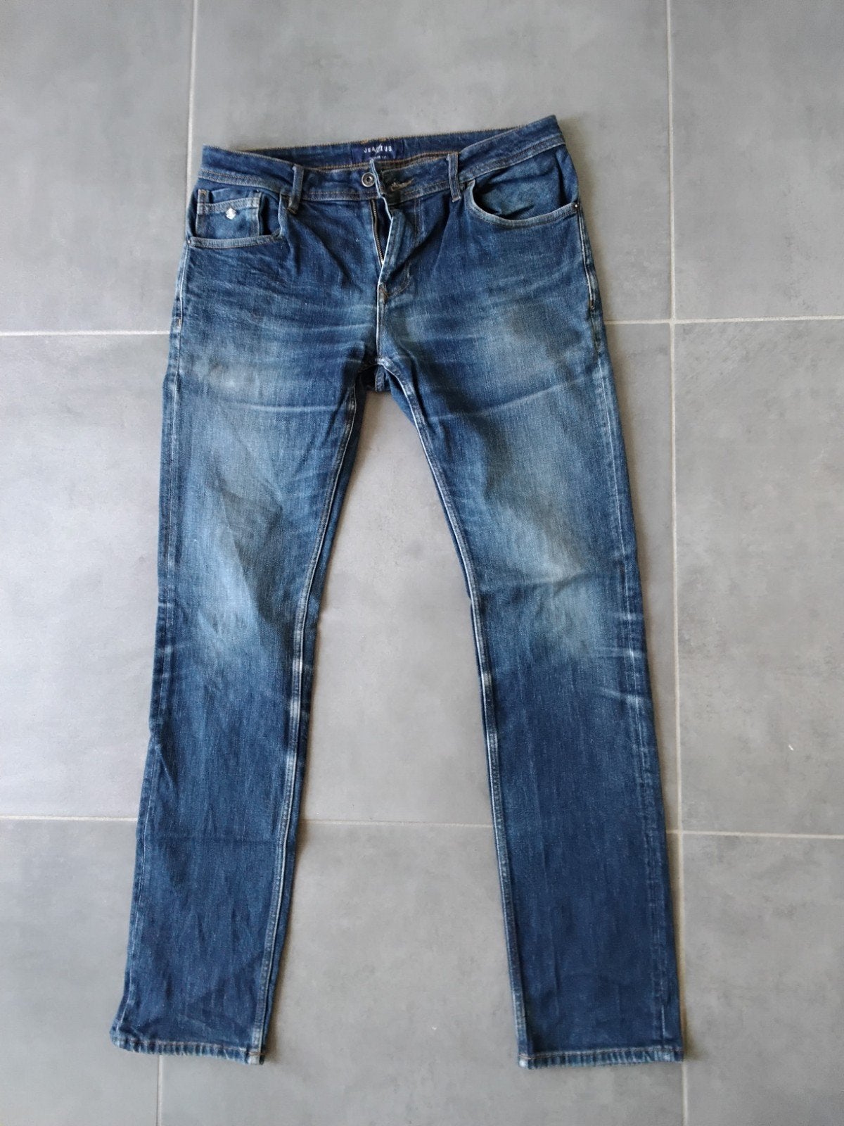 Jeans spijkerbroek Jeanius maat 36/36 regular fit, Ophalen of Verzenden, Gedragen, Blauw, W36 - W38 (confectie 52/54)