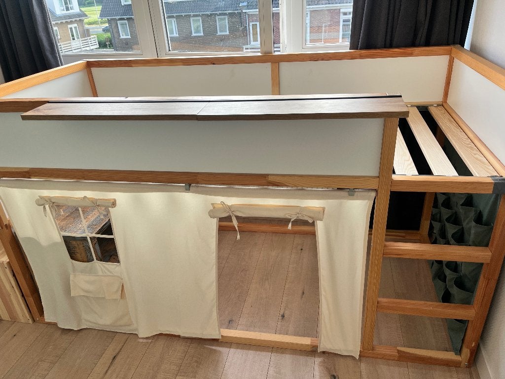 IKEA KURA Hoogslaper/Kinderbed + Speeltent, planken, extra’s, Ophalen, Gebruikt, Hoogslaper