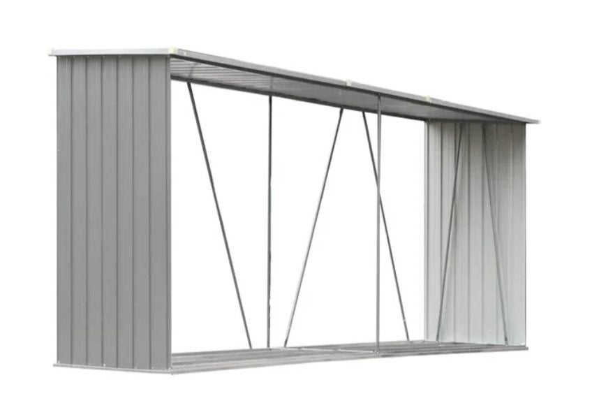 Haardhoutschuur 330x84x152 cm gegalvaniseerd NIEUW IN DOOS *, Tuin en Terras, Haardhout, Minder dan 3 m³, Ophalen