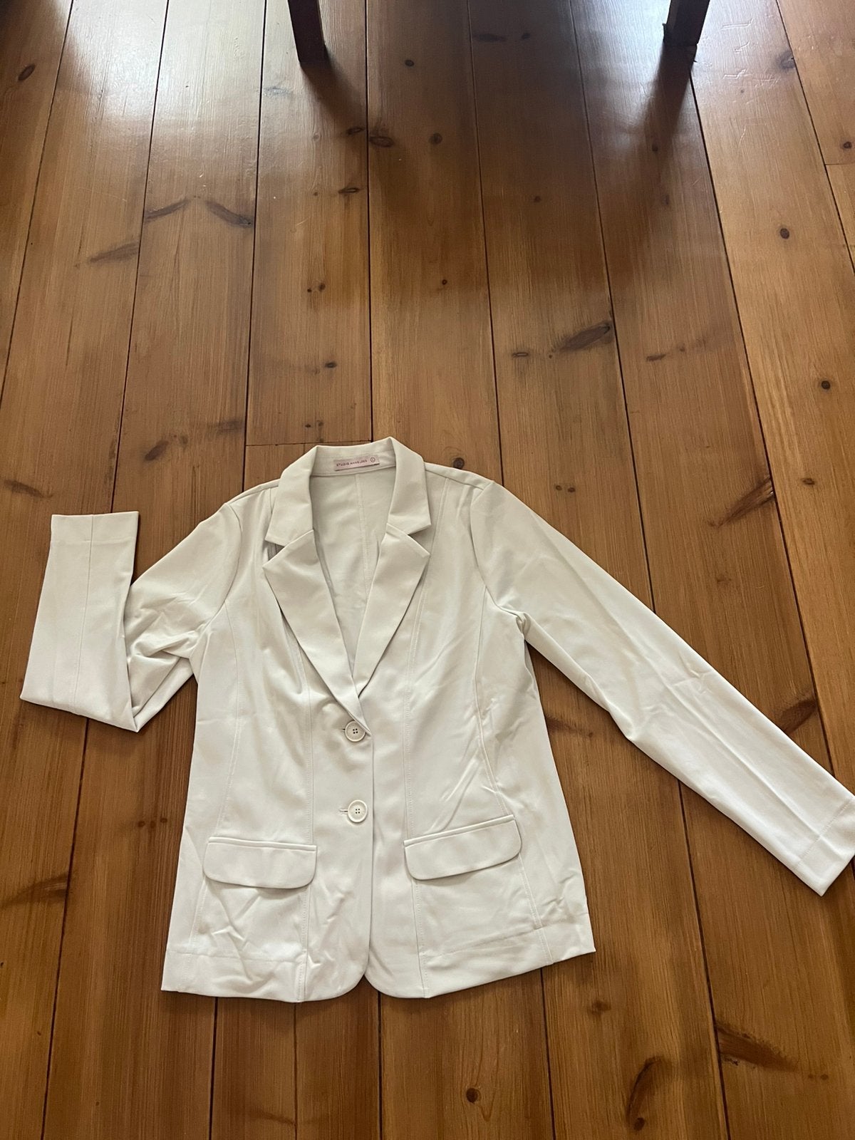 Mooie creme bonded blazer Studio Anneloes, M/L, Verzenden, Zo goed als nieuw, Maat 42/44 (L), Beige