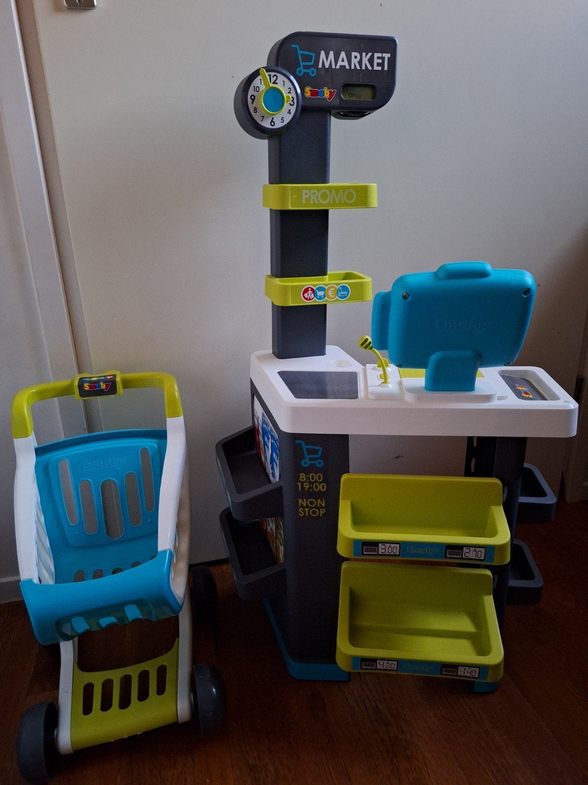 Smoby Supermarkt Speelset met Kassa en Winkelwagen, Ophalen, Gebruikt, Jongen of Meisje