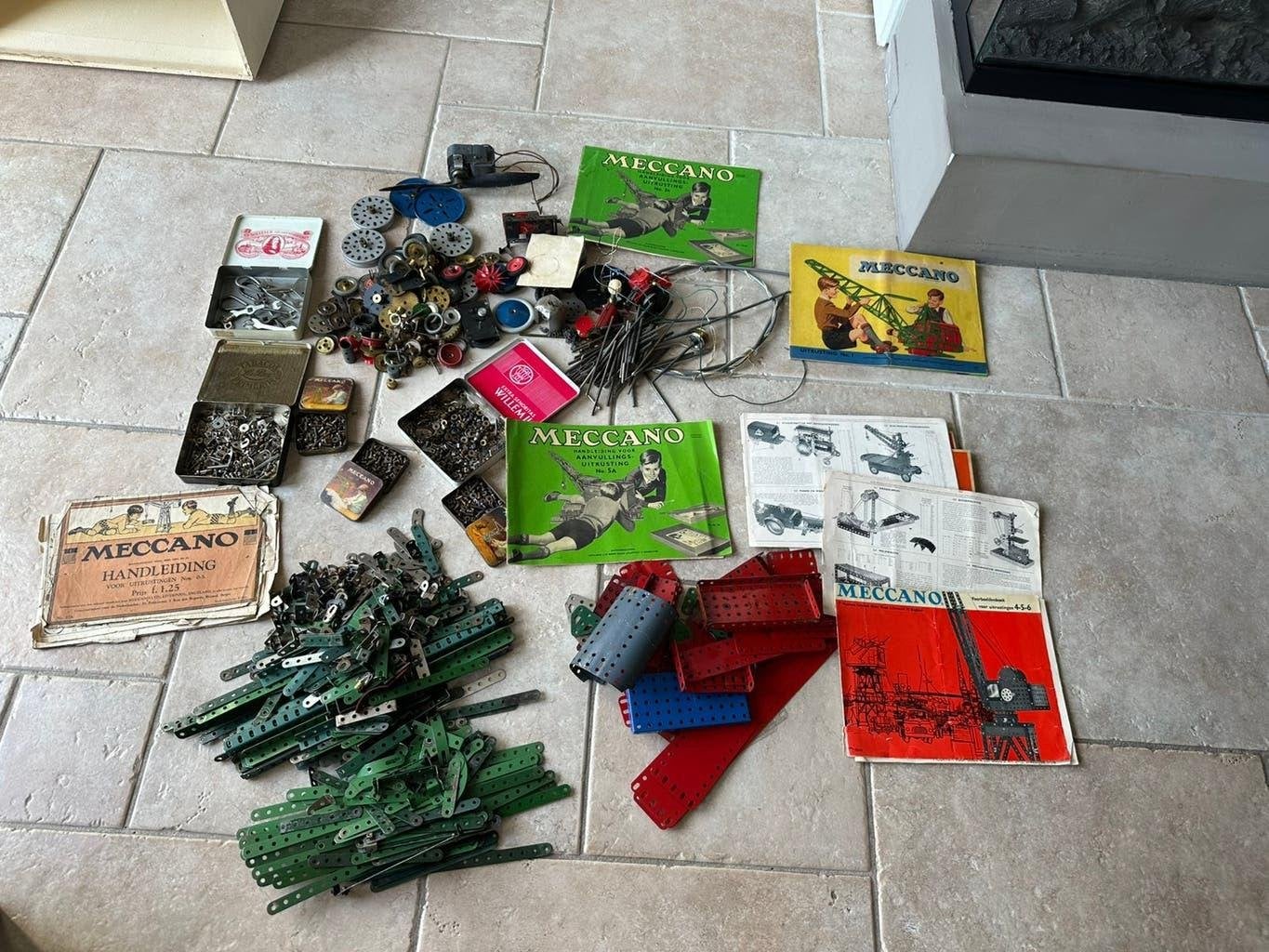 Grote koop Meccano jaren 30-50 1000 stuks, Antiek en Kunst, Antiek | Speelgoed, Ophalen of Verzenden