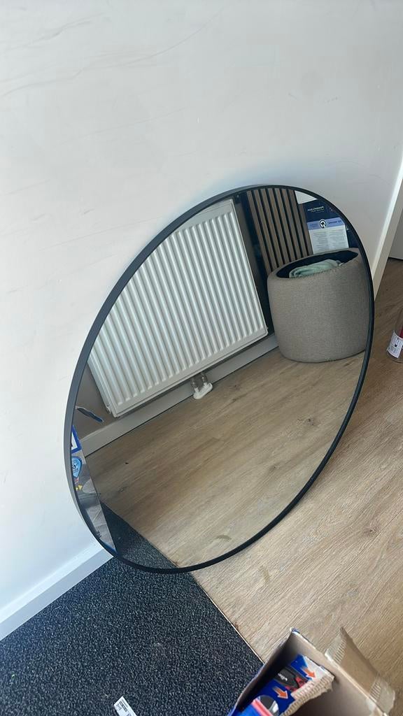 IKEA Langesund spiegel, ovaal, zwart, Huis en Inrichting, Woonaccessoires | Spiegels, Ophalen, 100 tot 150 cm, Zo goed als nieuw