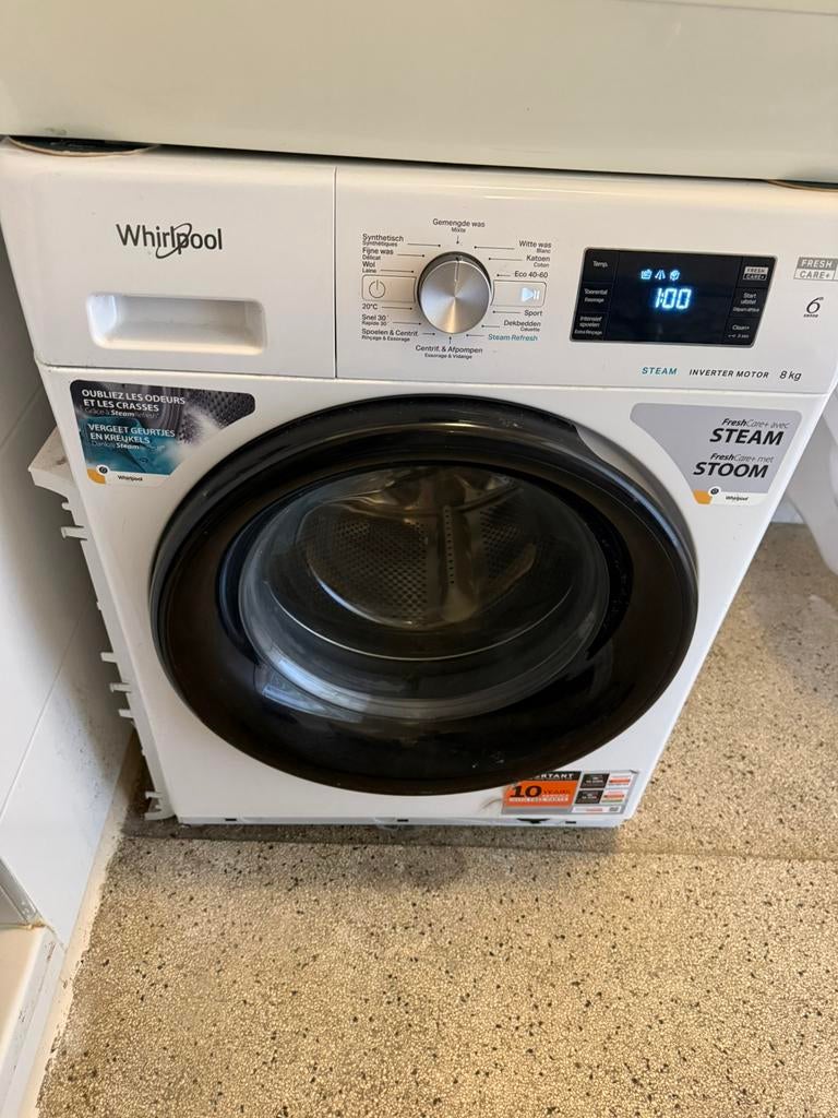 Goed werkende wasmachine Whirlpool, Witgoed en Apparatuur, Ophalen, Gebruikt, Voorlader, 85 tot 90 cm