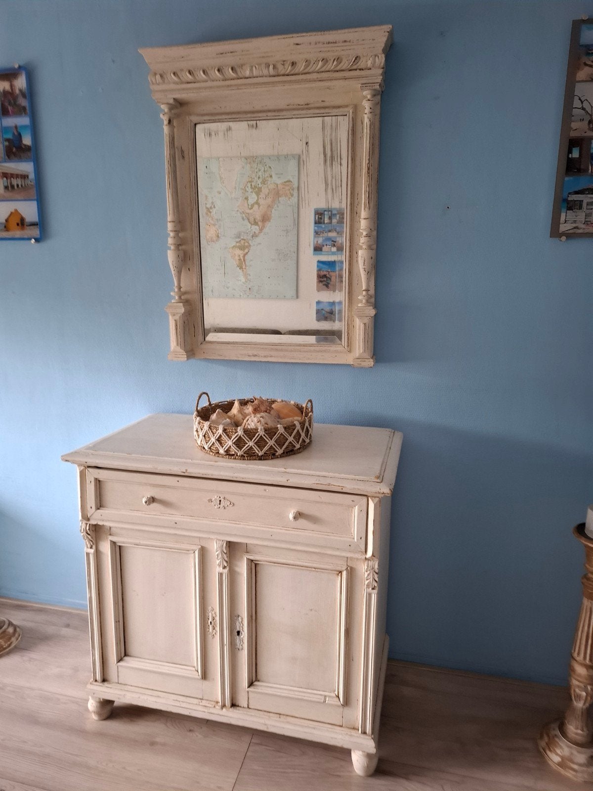 Antiek frans dressoir/kastje en oude spiegel brocante, Antiek en Kunst, Antiek | Meubels | Kasten, Ophalen